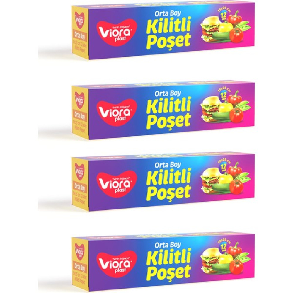 Vioraplast Kilitli Orta Boy 4 Paket Buzdolabı Poşeti 48'li 19X25 cm Oto Boyaları Fiyatı