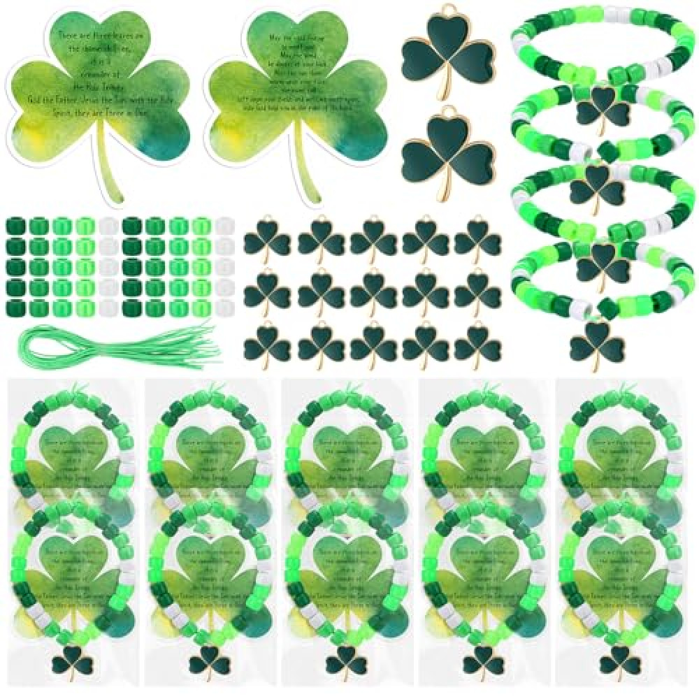 VioraWhite 20 Christian St. Patrick's Day Beads Bracelet Crafts for Jewelry Making Irish Bead Kit DIY Lucky Shamrock Charms Holy Trinity Irish Blessing Gift Card for Church Religious Party Favors Gold, Jewelry & Accessories Fiyatı