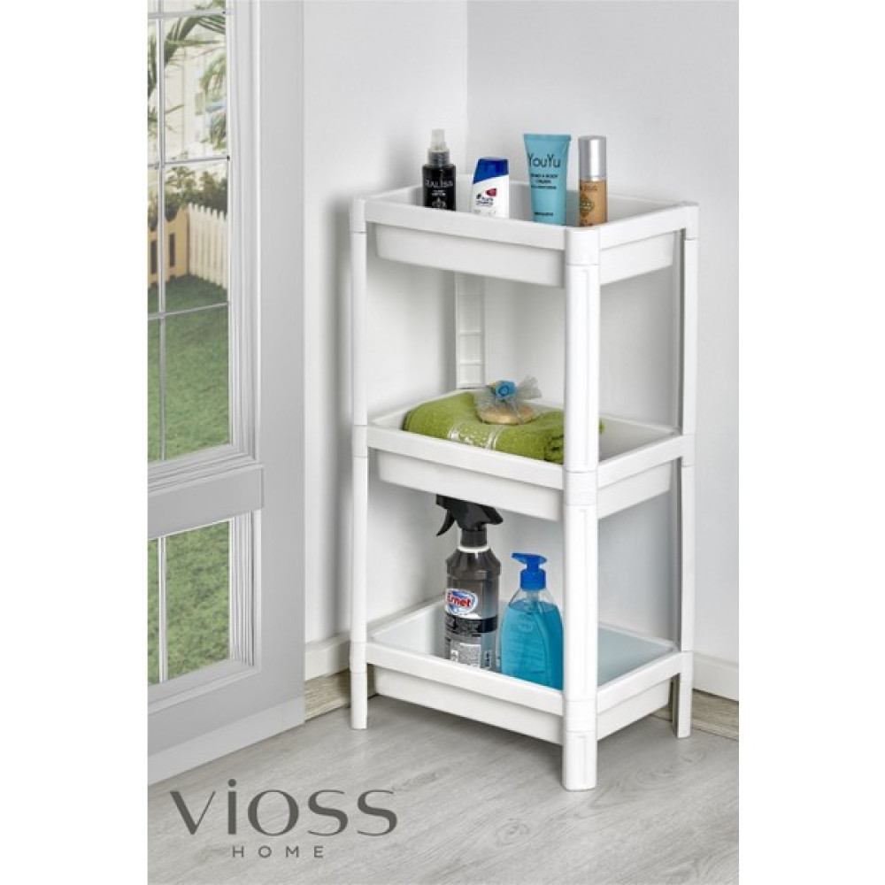 Vioss Home 3 Katlı Vesken Raf | Banyo Mutfak Düzenleyici Kare Raf Organizer Duvar Rafı Fiyatı