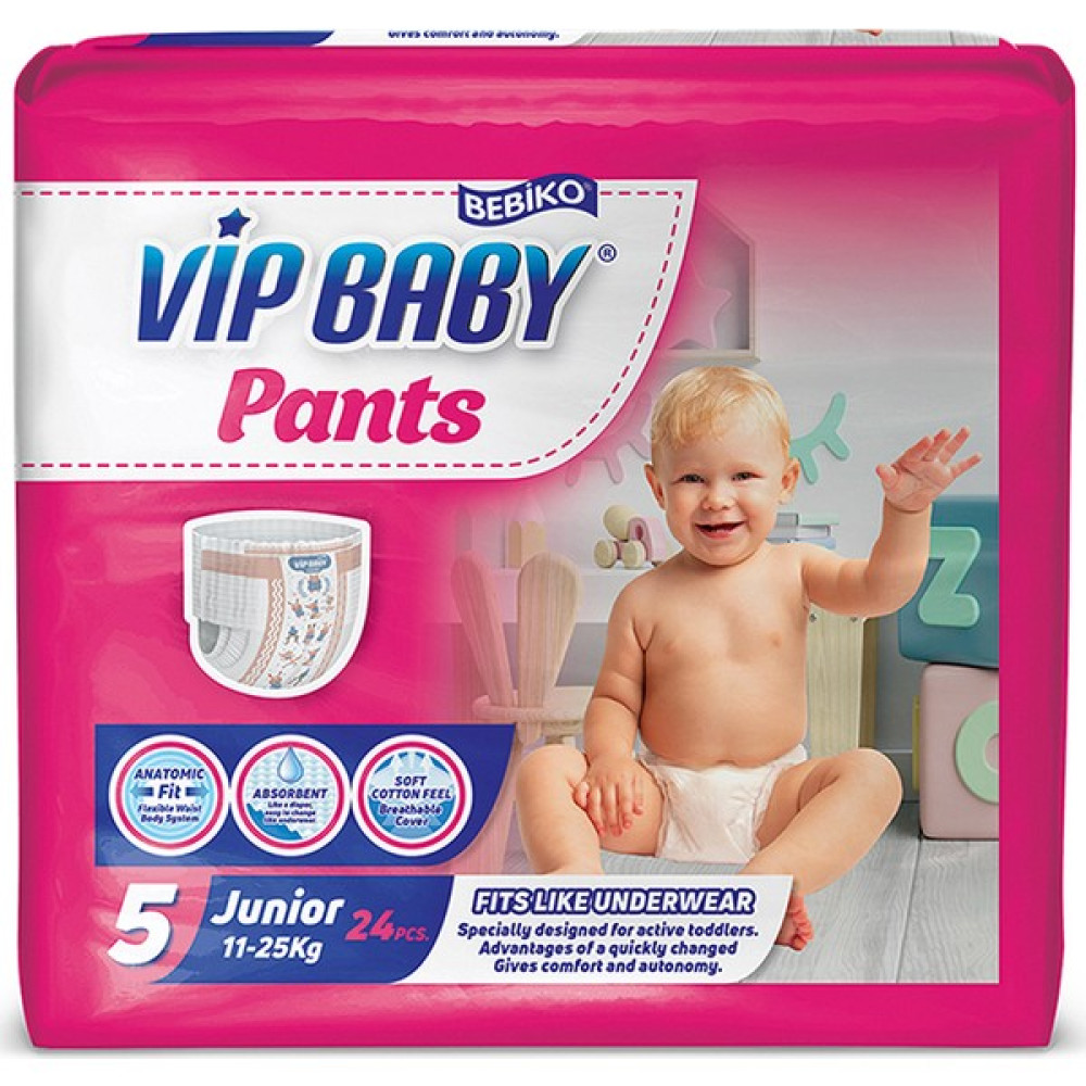 Vip Baby Bebiko Vip Baby Bebek Bezi Junior 5 Numara 24 Adet - 5 Beden (11 - 18 kg) - 1 Paket Bebek Bezi Fiyatı