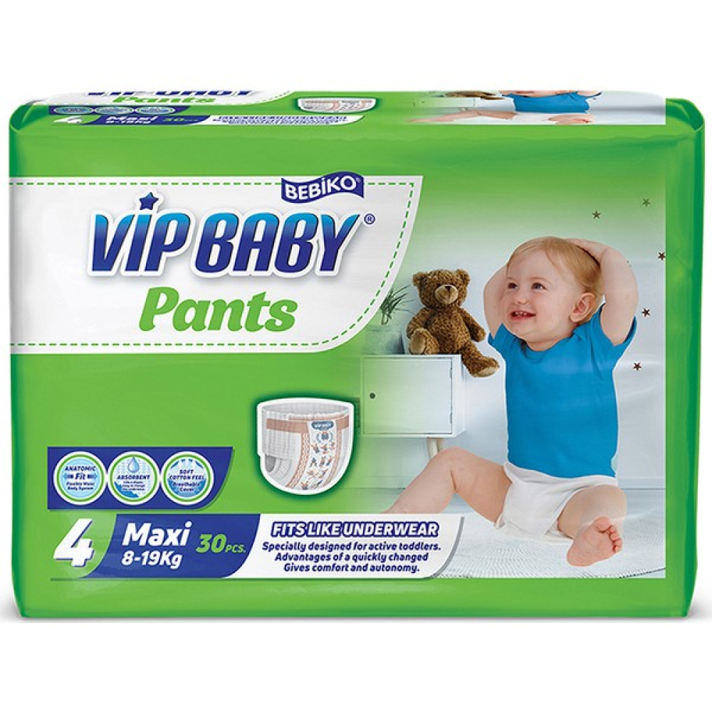 Vip Baby Bebiko Vip Baby Bebek Bezi Maxi 4 Numara 30 Adet - 4 Beden (7 - 14 kg) - 12 Bebek Bezi Fiyatı