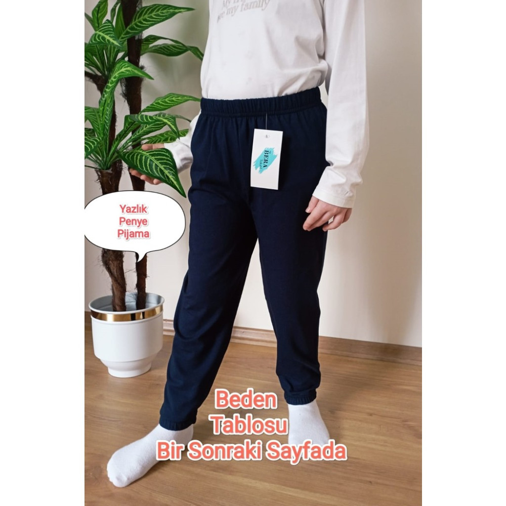 Vip Bera Tekstil Çocuk Lacivert Yazlık Pamuklu Paçası Lastikli Esnek Penye Pijama Altı Kadın Pijama Fiyatı