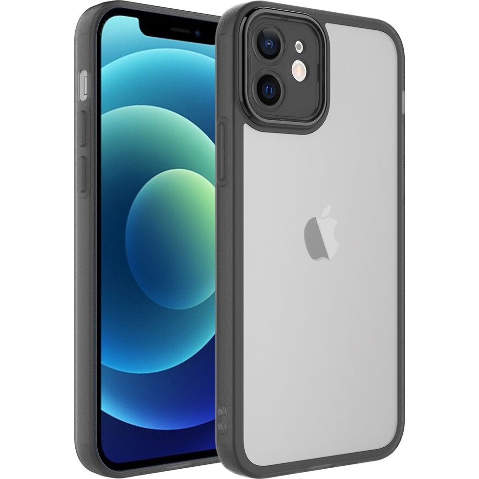 Vip Case Apple iPhone 12 Parlak Kamera ve Darbe Korumalı Arkası Renkli Şeffaf Berry Kılıf - Siyah Cep Telefonu Kılıfı Fiyatı