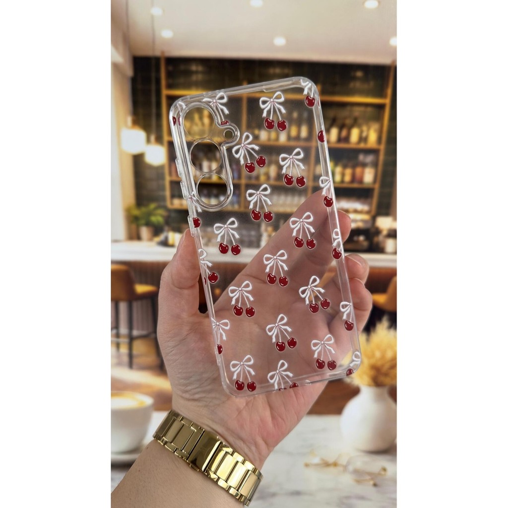 Vip Case Samsung S24 Fe Uyumlu Kiraz Desenli Şeffaf Darbe Emici Kamera Korumalı Clear Kılıf - Galaxy S24 FE Cep Telefonu Kılıfı Fiyatı