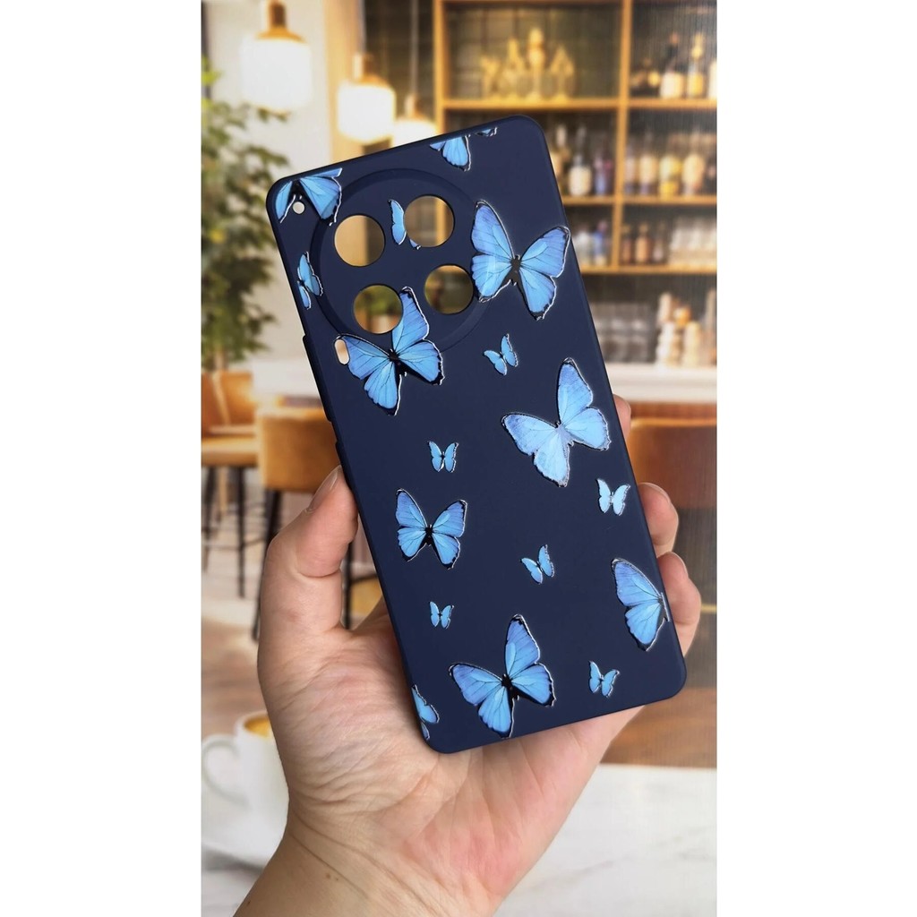 Vip Case Tecno Camon 30 Uyumlu Mavi Kelebek Desenli Silikon Darbe Emici Klasik Korumalı Rubber Kılıf Cep Telefonu Kılıfı Fiyatı
