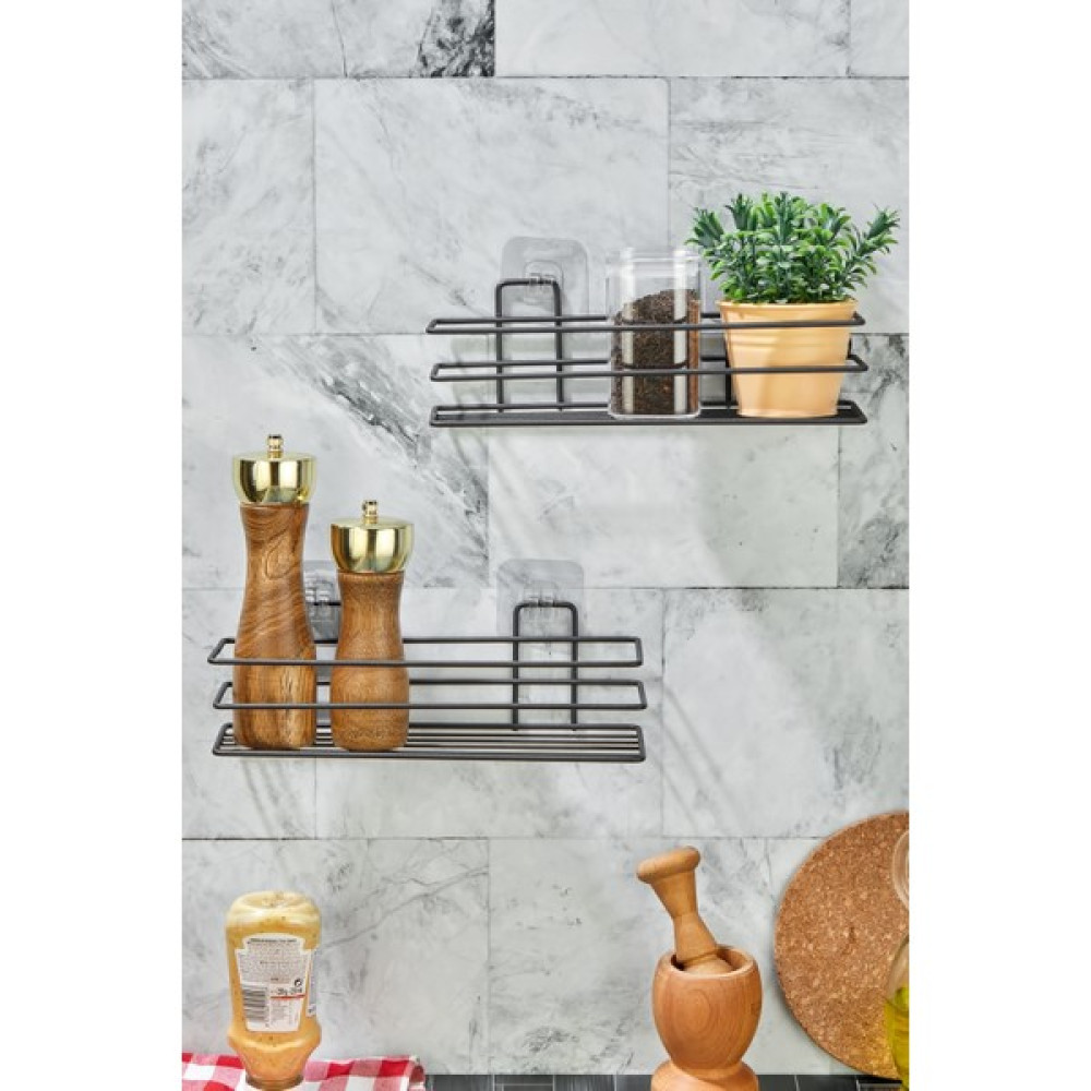 Vip Gross 2'li Metal Banyo ve Baharatlık Düzenleyici 7,5X30 cm Siyah Raf-Baharatlık Rafı-Banyo Rafı -Organizer Duvar Rafı Fiyatı