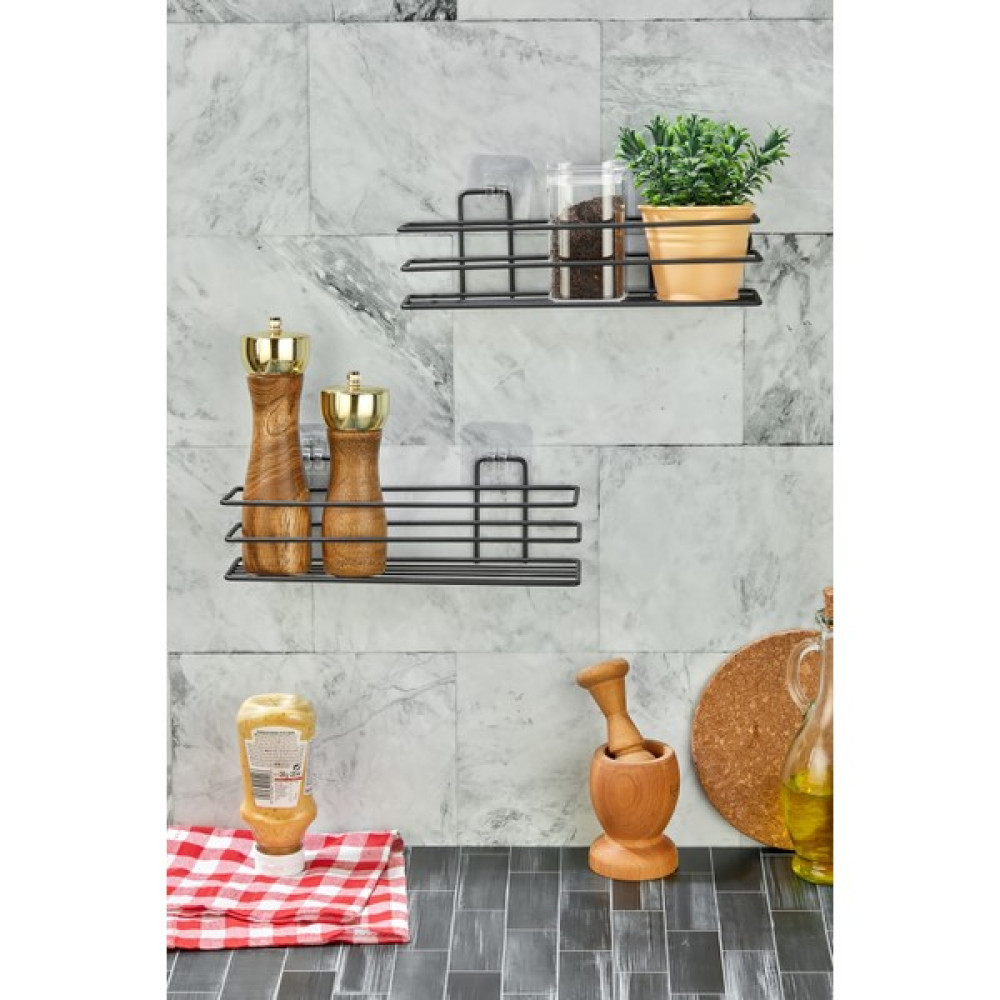 Vip Gross Baharatlık ve Banyo Düzenleyici 2'li Siyah Raf - 30 cm Saklama Kapları Fiyatı