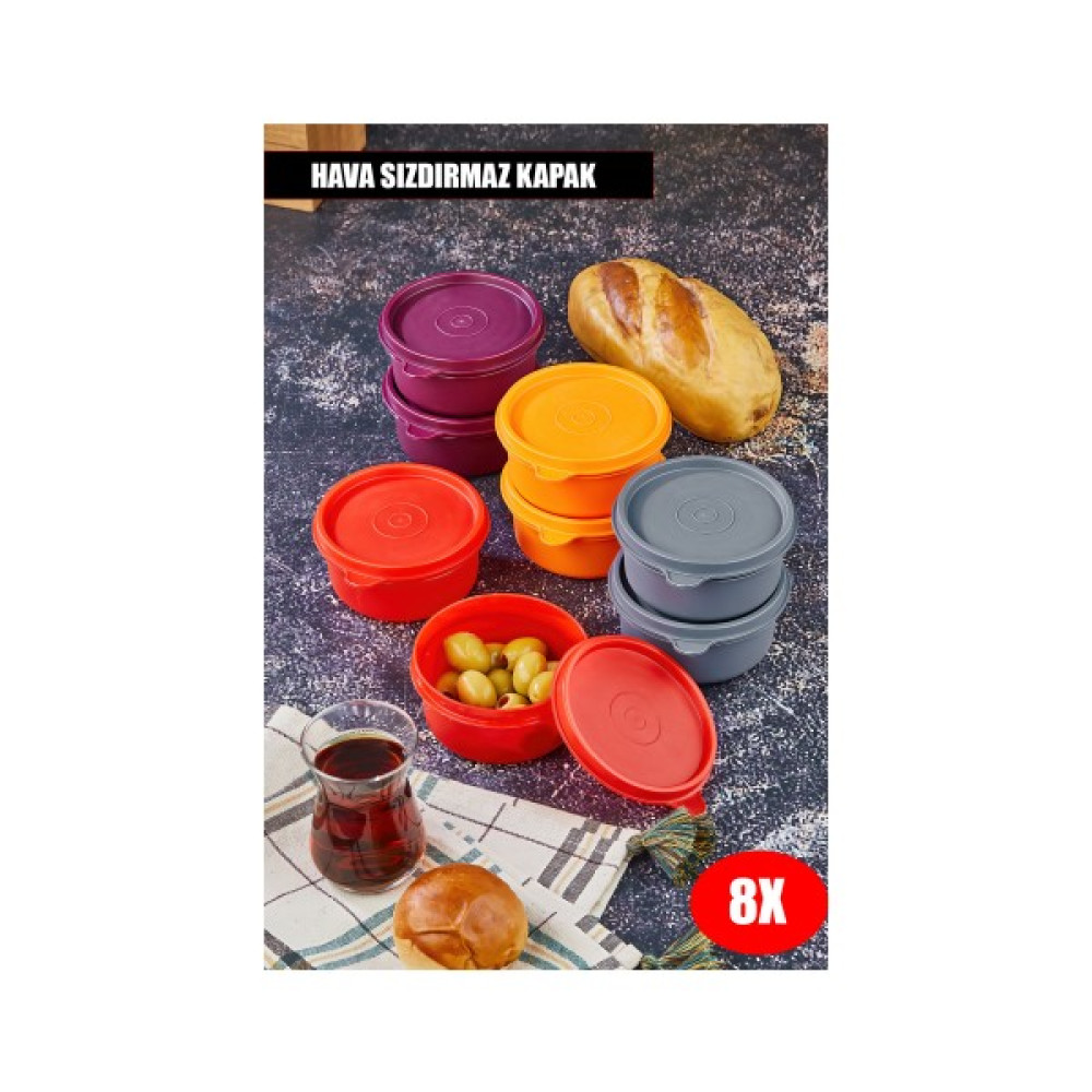 Vip Gross Bonibon Mini Saklama Kabı 300 ml - Yuvarlak Mini Saklama Kabı Sızdırmaz Kapaklı Pratik - 8 Adet Saklama Kapları Fiyatı