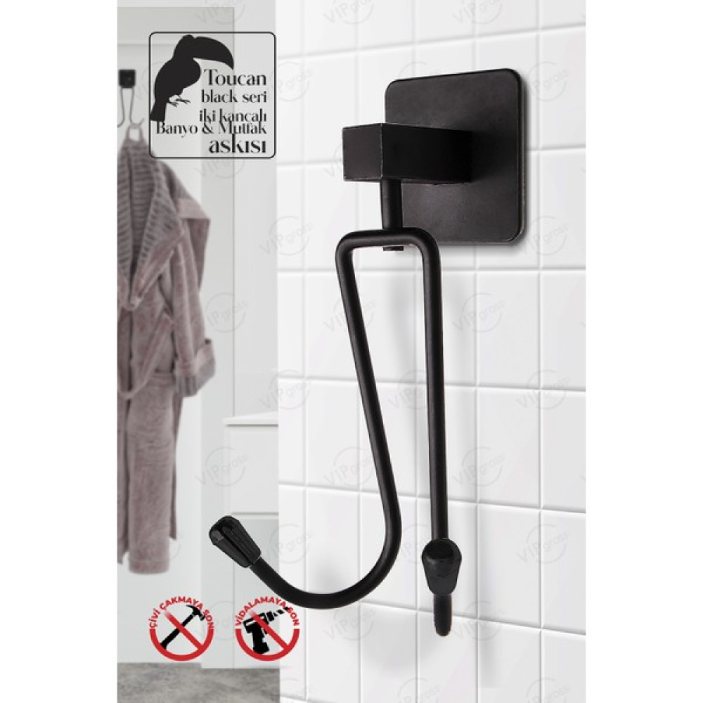 Vip Gross Ikili Havluluk Askı / Siyah Banyo Askılık Fiyatı