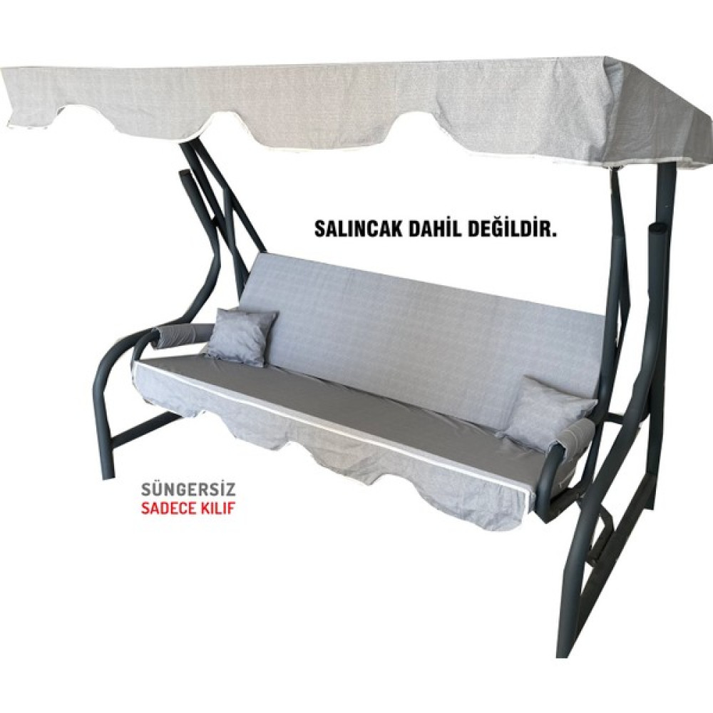 Vip Home Concept 3 Kişilik Salıncak Minder Seti Süngersiz Kılıfı Gri Bahçe Minderi Bahçe Salıncağı Fiyatı