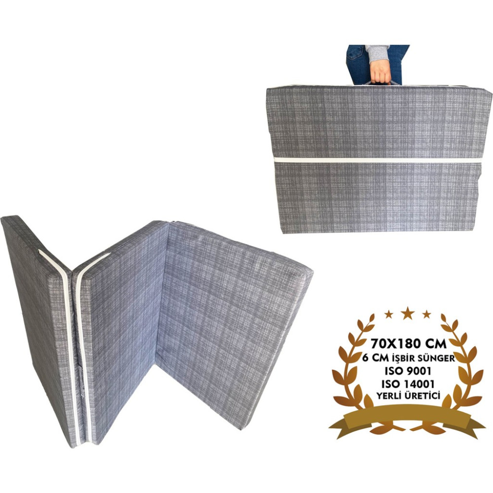 Vip Home Concept Katlanır Yer Yatağı ve Tek Kişilik Sünger Katlanır Minder Yatak 70X180 cm 6 cm Gri - 70 x 180 x 6 cm Yatak Fiyatı