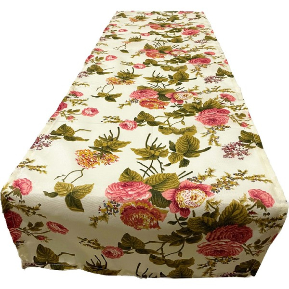 Vip Home Concept Runner Dekoratif Vip Masa Örtüsü 40X140 cm (Ingiliz Gülü) - Beyaz - Açık Pembe - 40 x 140 cm Masa Örtüsü Fiyatı