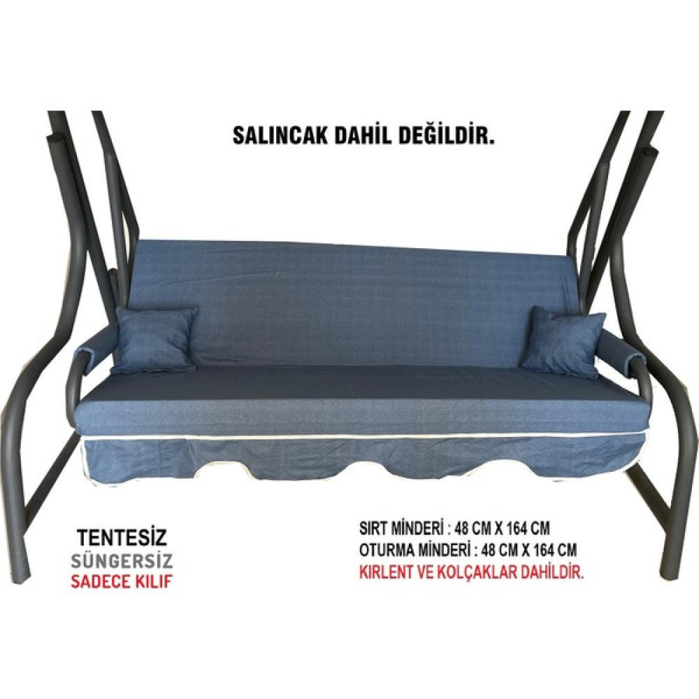 Vip Home Concept Süngersiz(Tentesiz)Salıncak Minder Seti 3 Kişilik Kılıf-Lacivert Bahçe Salıncağı Fiyatı