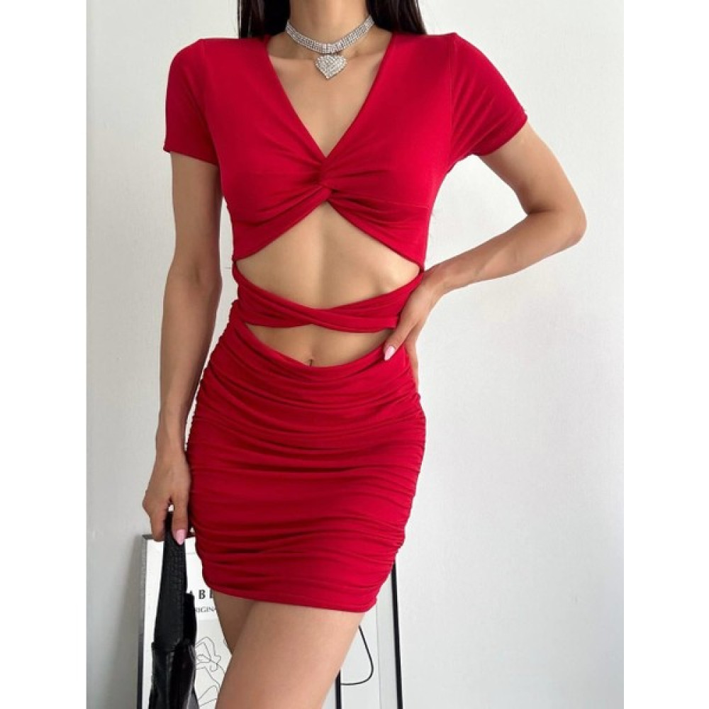 Vip Shopping Kadın Çapraz DeKolteli Mini Likralı Elbise Elbise Fiyatı