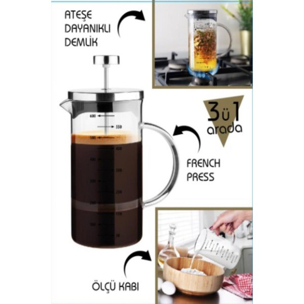 VIPGROSS Cambu 3'ü Bir Arada French Press 600 ml French Press Fiyatı
