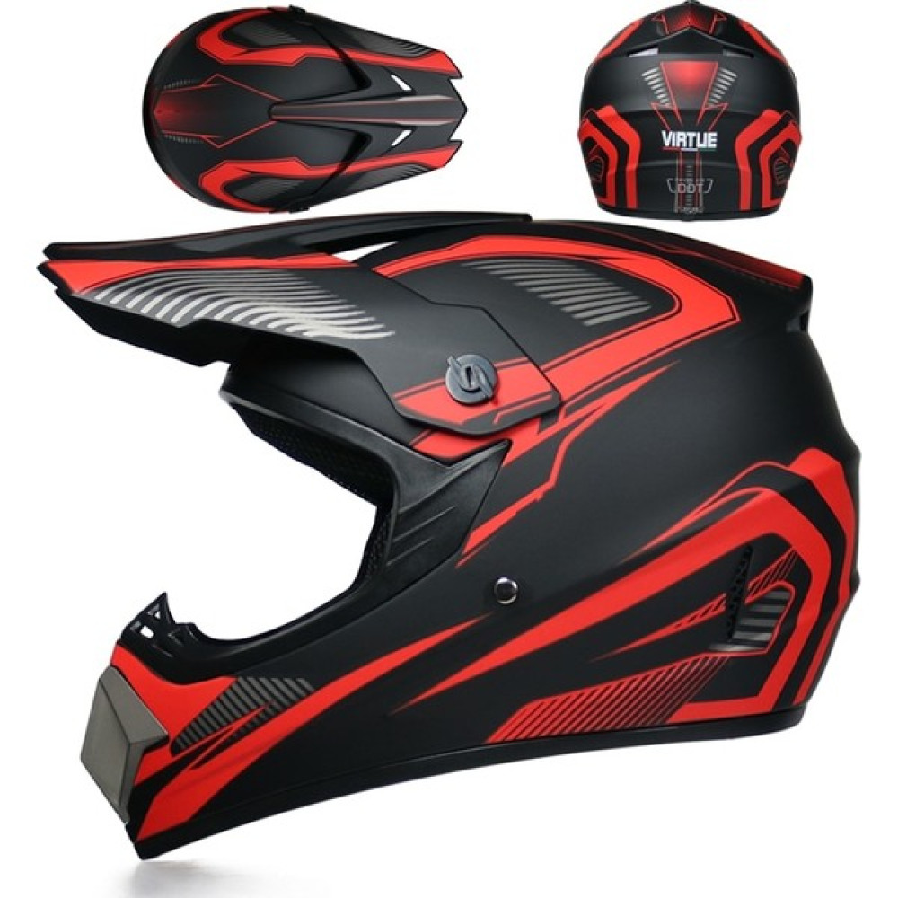 Virtue Motosiklet Kaskı-17-Xl (Yurt Dışından) - XL - Mat Siyah - Kırmızı Motorsiklet Sürücü Koruyucu Aksesuarlar Fiyatı