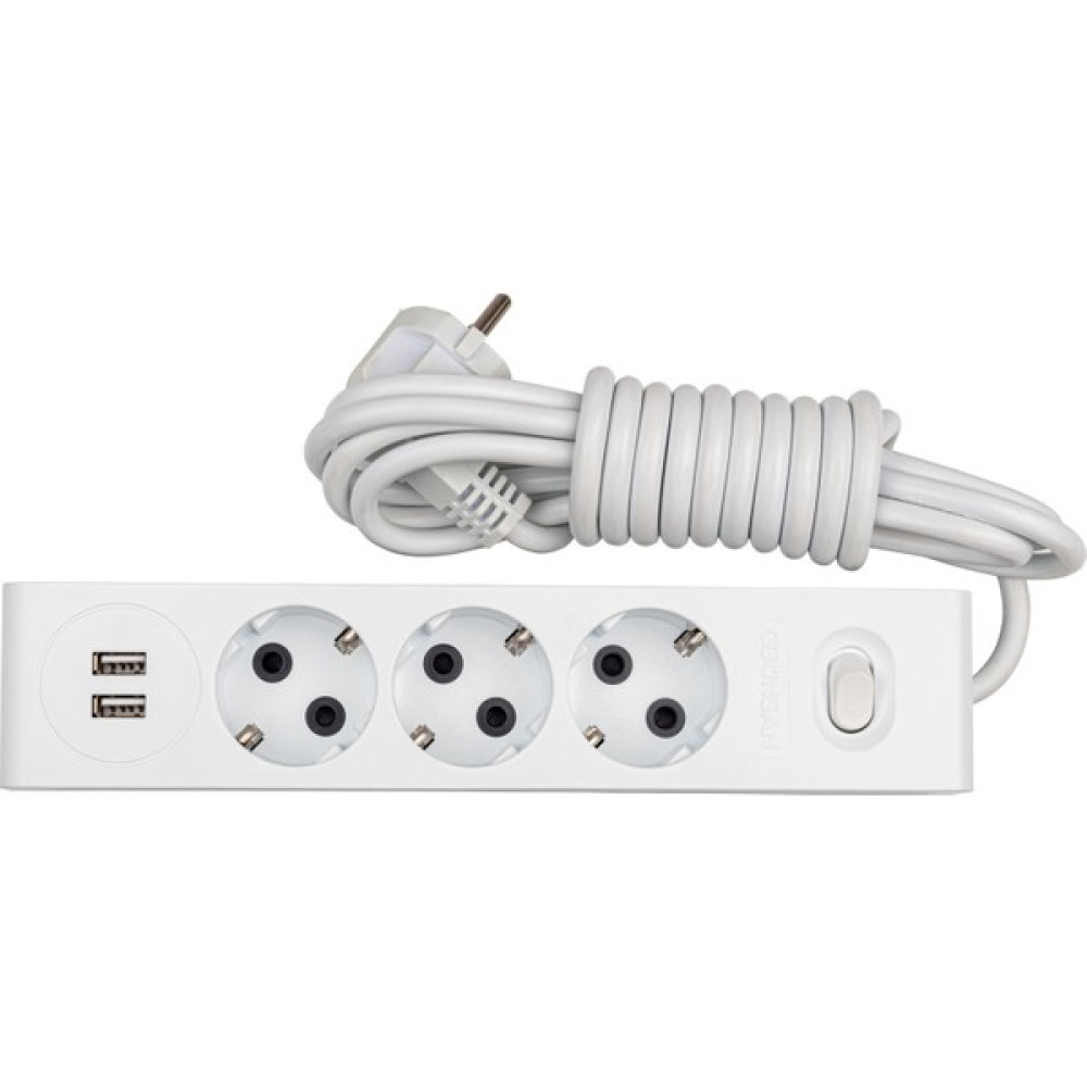 Visage 2 USB Çıkışlı 3 lü Grup Priz Topraklı Anahtarlı 3 mt - Beyaz Prizler Fiyatı
