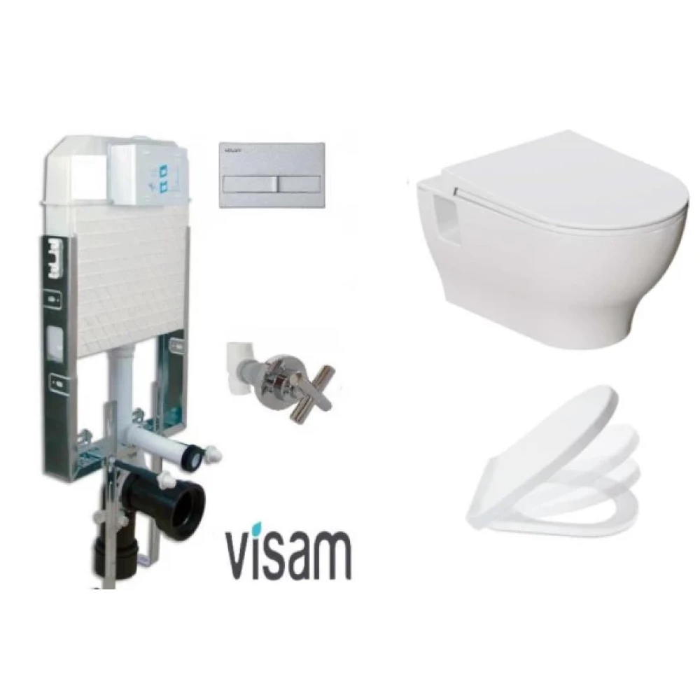 Visam-Akgun Rimles Gomme Rezervuar Asma Klozet Seti Venus 5 Parca Tam Set Lavabo Fiyatı