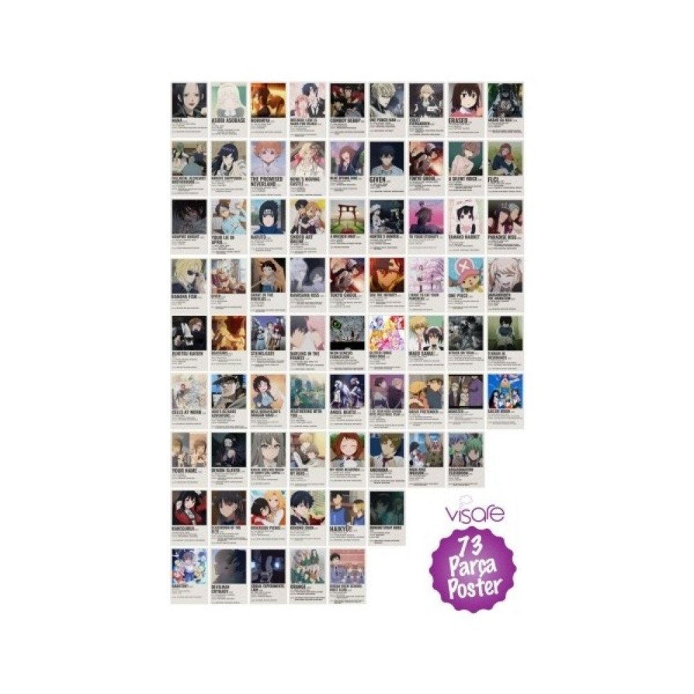Visare Anime Poster Seti 73 Adet - 10 x 15 cm - 210 gr Amerikan Bristol Kağıt Poster Fiyatı