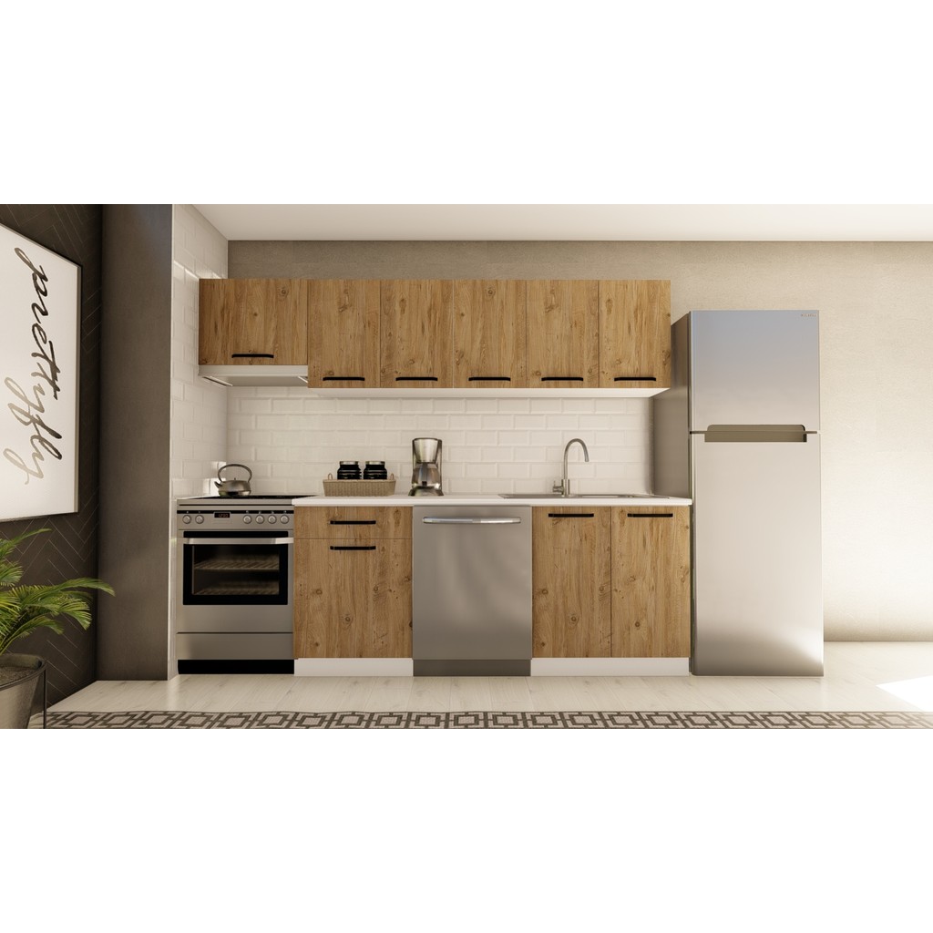 Visas Concept 260 cm Yaşam Hazır Mutfak Dolabı Aspiratör Modüllü Atlantik Çam Aspiratörler Fiyatı