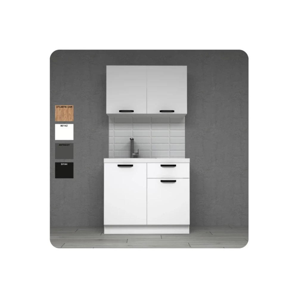 Visasconcept 120 Cm Tek Cekmeceli Kar Beyaz Mutfak Dolabi Mini Hazir Mutfak (Tezgah Dahil) Mutfak Dolabı / Mobilyası Fiyatı