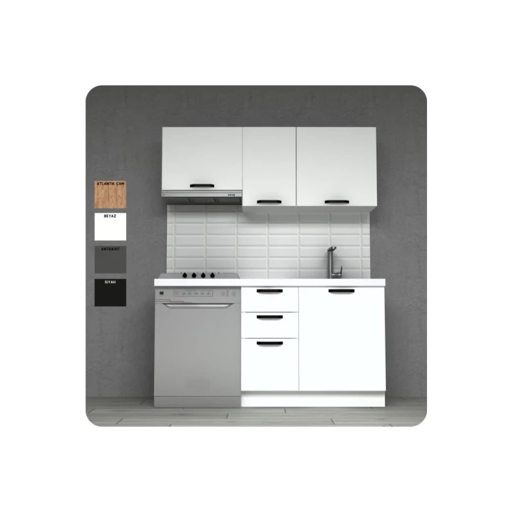 Visasconcept 160Cm Uc Cekmeceli Hulya Mutfak Ofis Tipi Hazir Mutfak (Tezgah Dahil) Mutfak Dolabı / Mobilyası Fiyatı