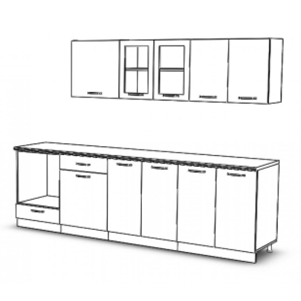 Visasconcept 280 Cm Zambak Hazir Mutfak Dolabi Parlak High-Gloss Cam Kapakli Beyaz Mutfak Dolabı / Mobilyası Fiyatı