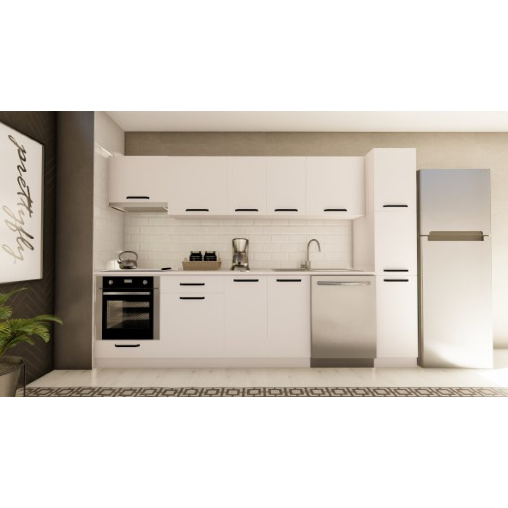 Visasconcept 300 Cm Sezgi Hazir Mutfak Dolabi Aspirator, Ankastre Ve Kiler Modullu Beyaz Mutfak Dolabı / Mobilyası Fiyatı