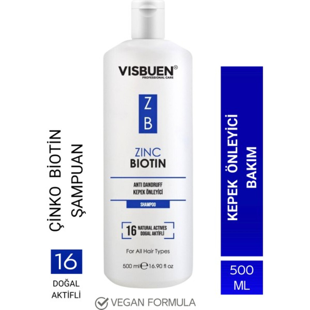 Visbuen Çinko Biotin 16 Doğal Aktifli Kepek Önleyici Bakım Şampuanı Şampuan ve Saç Kremi Fiyatı