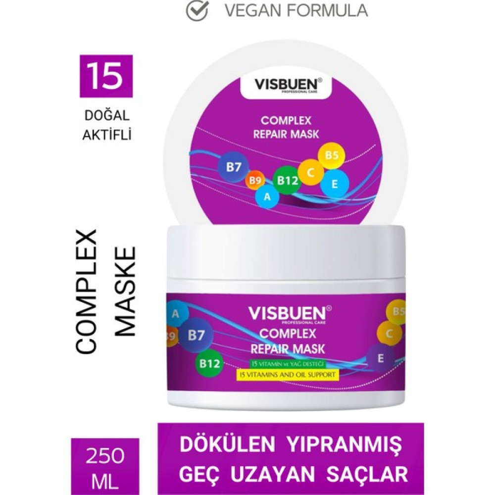 Visbuen Complex Onarım Saç Maskesi 15 Doğal Aktifli Besleyici ve Nemlendirici Bakım Butter Saç Bakım Maskeleri & Serumlar & Spreyler Fiyatı