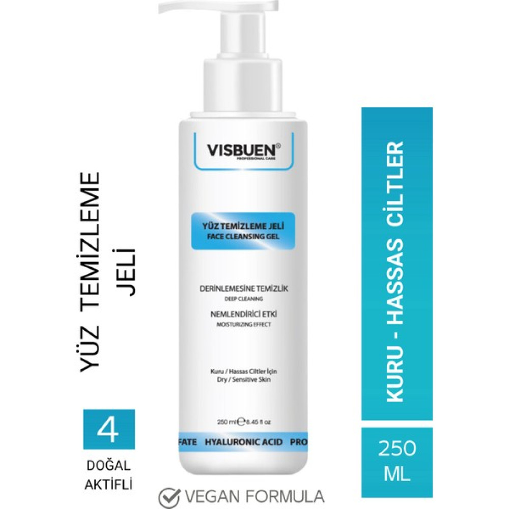 Visbuen Kuru & Hassas Ciltler İçin 4 Aktifli Nemlendirici & Arındırıcı Yüz ve Makyaj Temizleme Jeli Cilt Temizleme ve Peeling Fiyatı