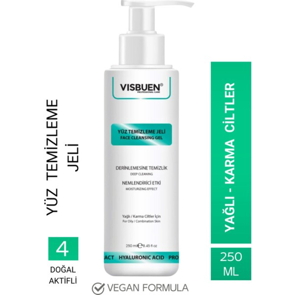 Visbuen Yağlı & Akneli Ciltler Için 4 Aktifli Arındırıcı & Tazeleyici Yüz ve Makyaj Temizleme Jeli Cilt Temizleme ve Peeling Fiyatı