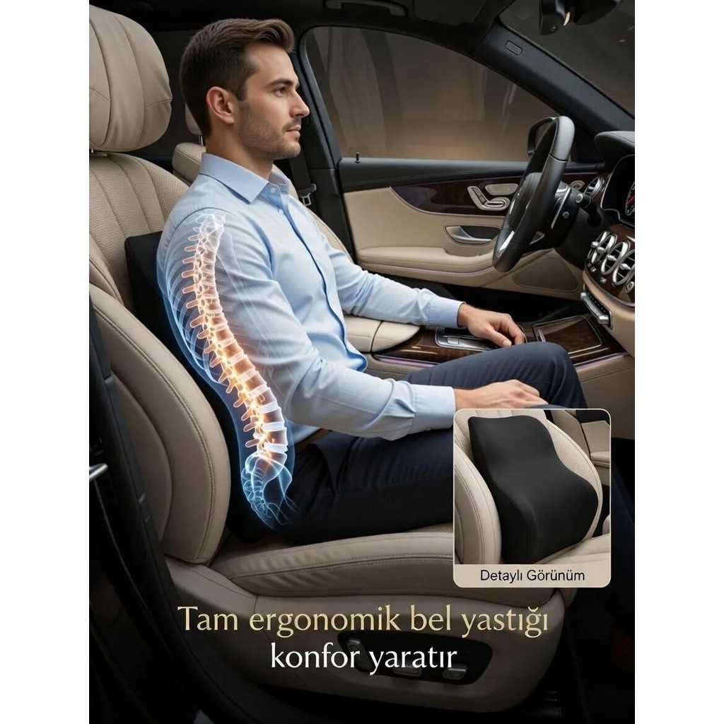 Visco Bel Yastığı Sırt Minderi Ortopedik Bel Minderi Ortopedik Sırt Yastığı %100 Visco Destek Minderi Ergonomik Yastık Siyah Renk Kılıflı ve Fermua... Yastık Kılıfı Fiyatı