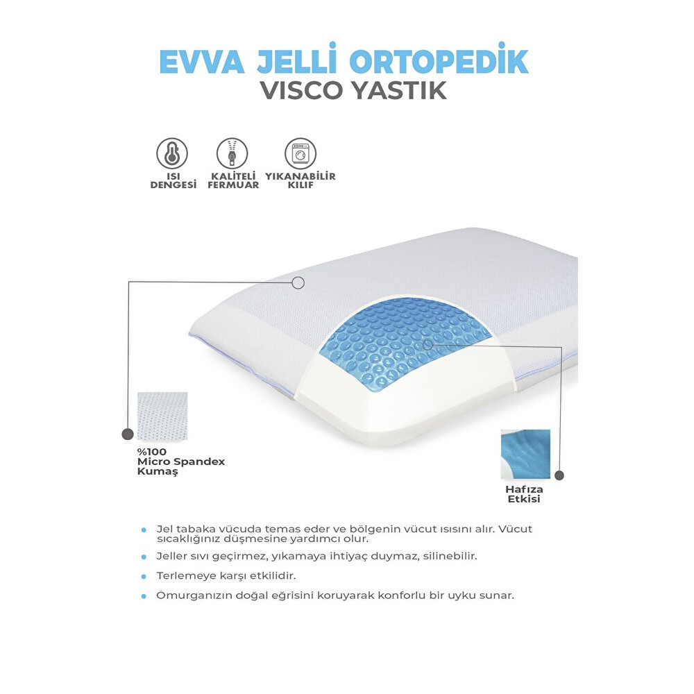 Visco Foam Serinleten Ortopedik Tombul Evva Jelli Visco Yastık Yastık Fiyatı