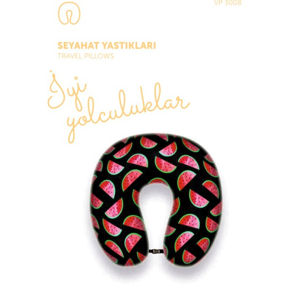 Visco Point Vıscomar VP3008 Visco Ortopedik Seyahat Yastığı Watermelon - 34 x 35 cm - Siyah - Kırmızı Yastık Fiyatı