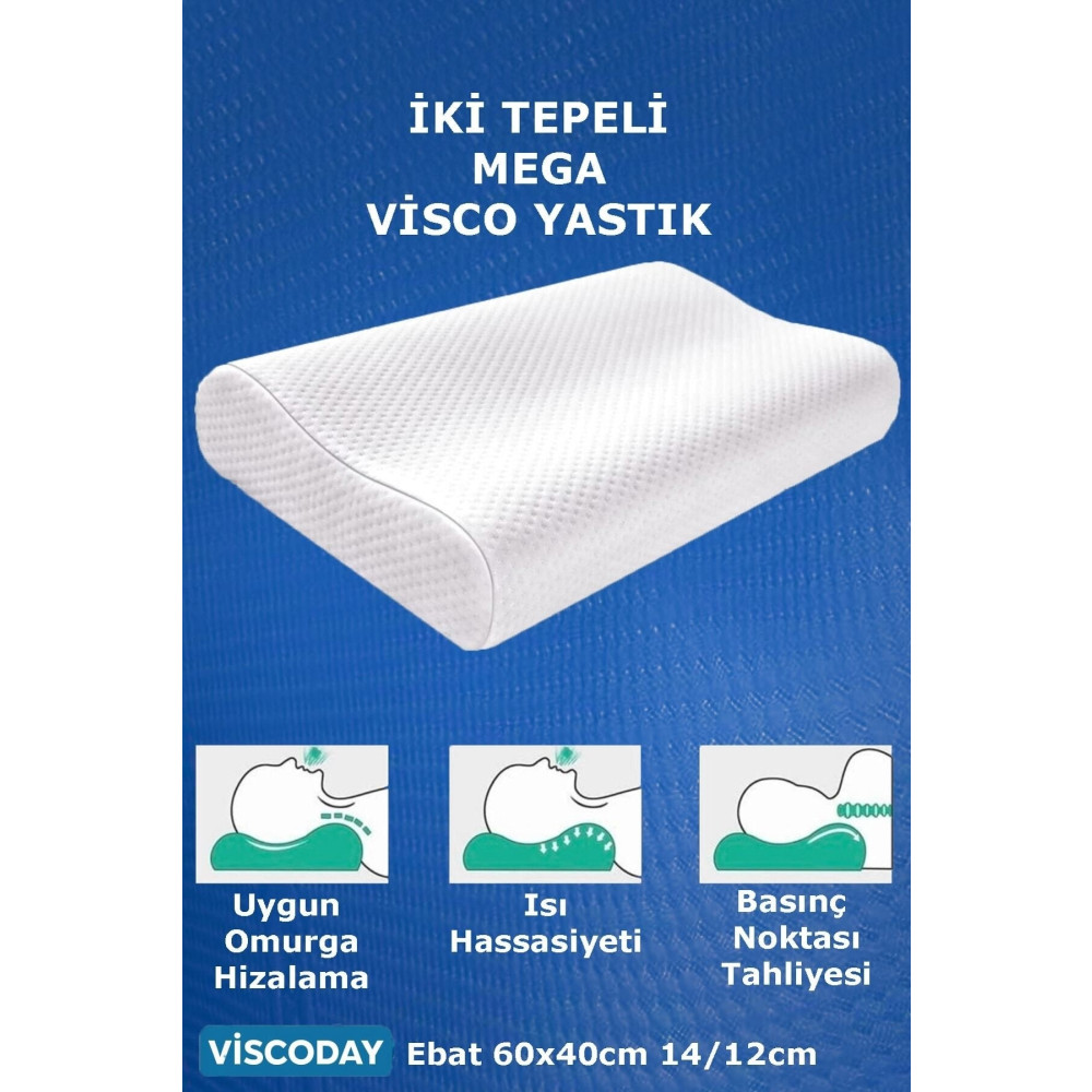 viscoday Mega Boy Ortopetik Yastık Boyun Fıtığı Boyun Düzleşmesi Için Yastık 60x40x14/12cm Yastık Fiyatı