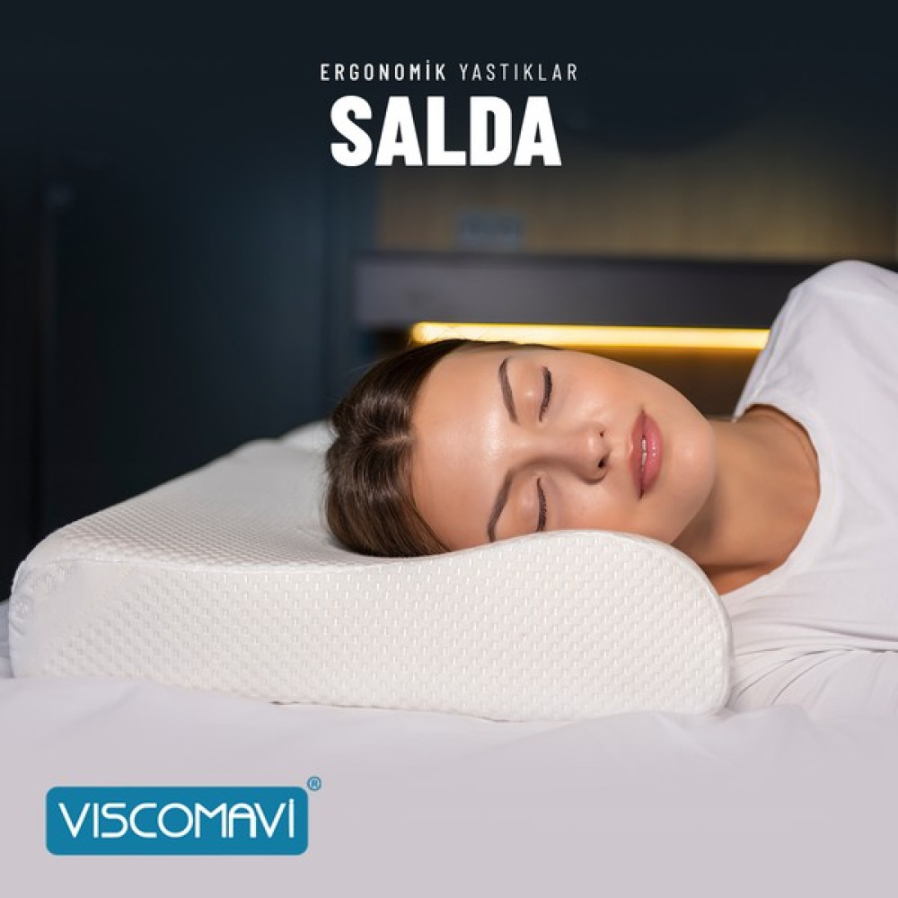 Viscomavi Salda Ergonomik & Ortopedik Hafızalı Visco Yastık - Beyaz - 39 x 60 cm Yastık Fiyatı