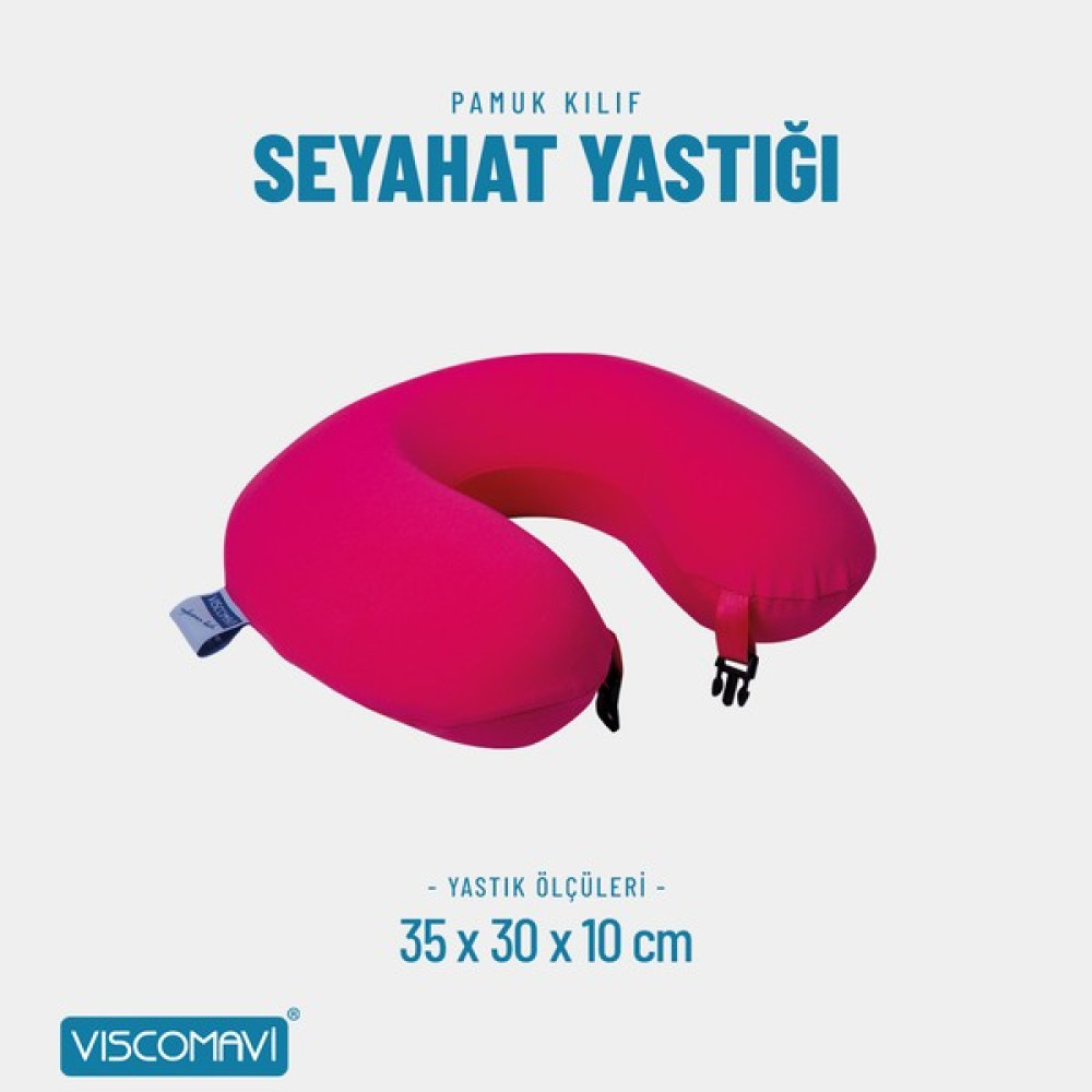Viscomavi Visco Seyahat Yastığı (Ortopedik Visco Seyahat Yastığı Boyun Yastığı Visco Yastık Boyunluk Pembe) - 30 x 35 cm - Pembe Yastık Fiyatı
