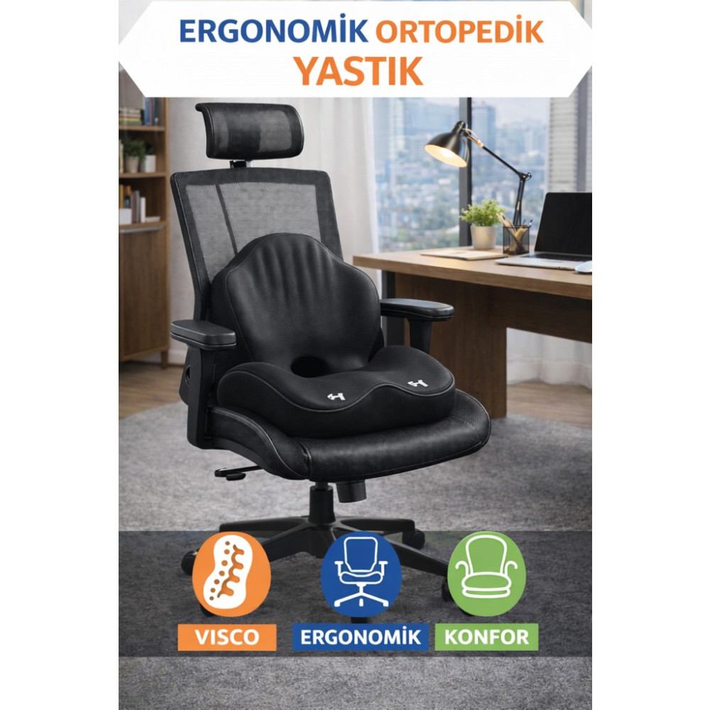 Viscomina Ergonomik Ortopedik Oturma Minderi – Bel ve Kalça Destekli Araba Minderi | Kuyruk Sokumu Destekli - Standart - Renkli Yastık Fiyatı