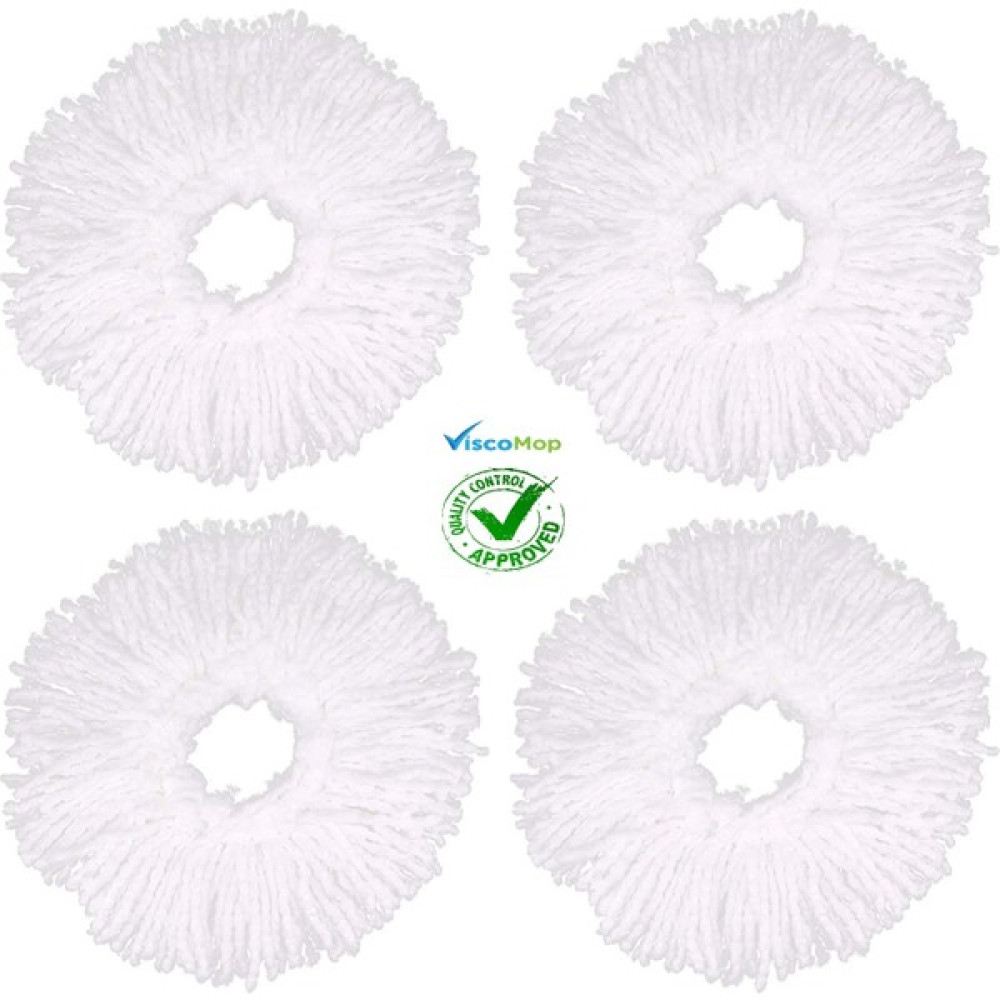 Viscomop Döner Başlıklı Mikrofiber Mop Yedeği 4'lü Ekonomik Set - Beyaz Temizlik Malzemeleri Fiyatı