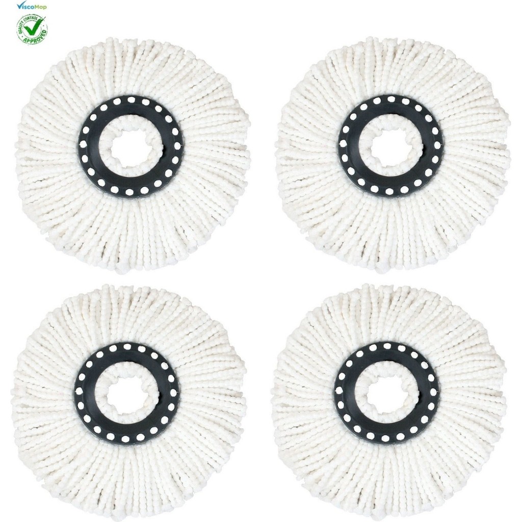 Viscomop Döner Başlıklı Mikrofiber Mop Yedeği 4'lü Ekonomik Set - Beyaz Temizlik Malzemeleri Fiyatı