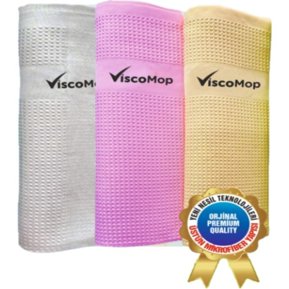 Viscomop Orjinal Baskılı 3'lü Mikrofiber Temizlik Bezi - Renkli Temizlik Malzemeleri Fiyatı