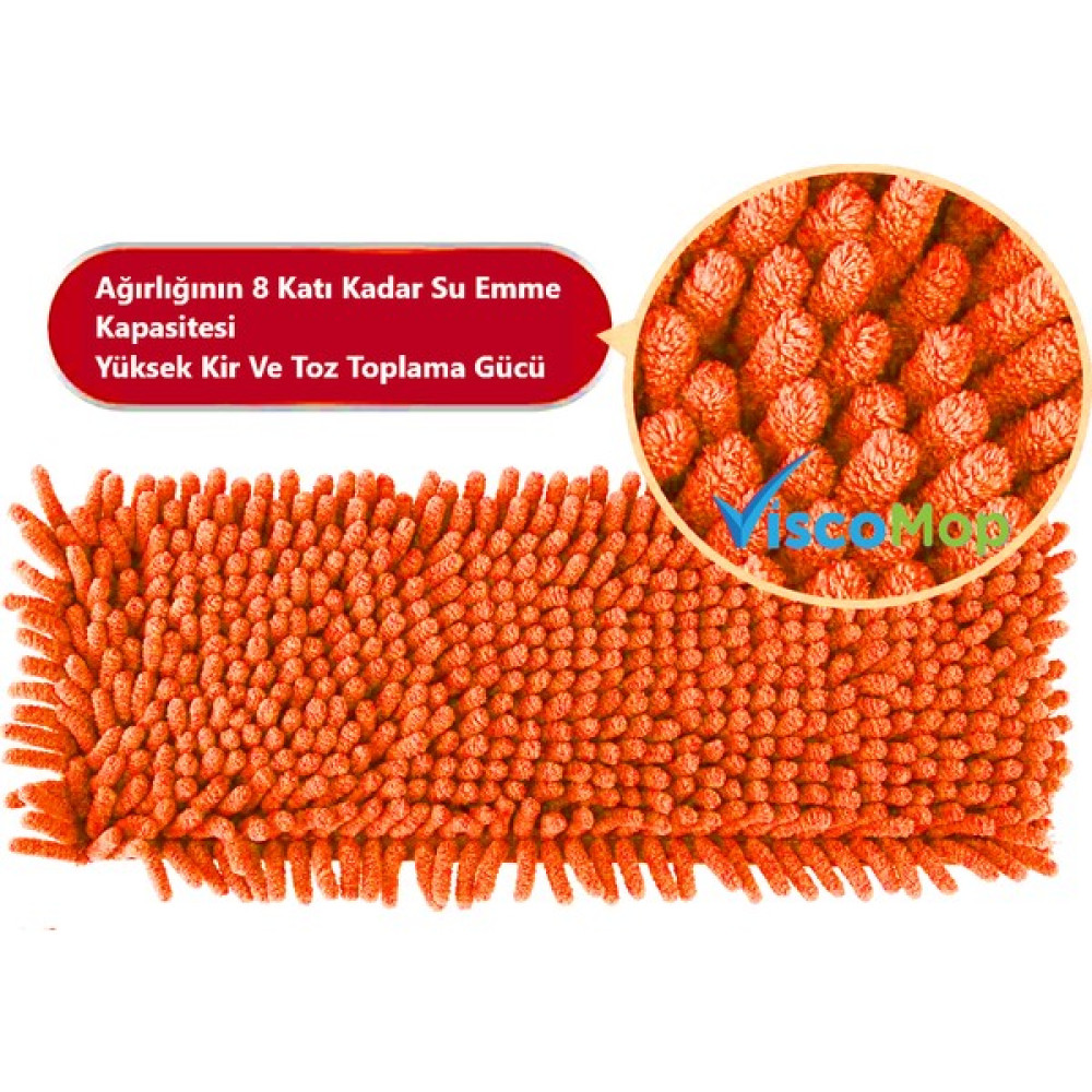 Viscomop Pratik Süper Emici Toz Toplayıcı Microfiber Şönil Mop Bezi 60 cm - Turuncu Temizlik Malzemeleri Fiyatı
