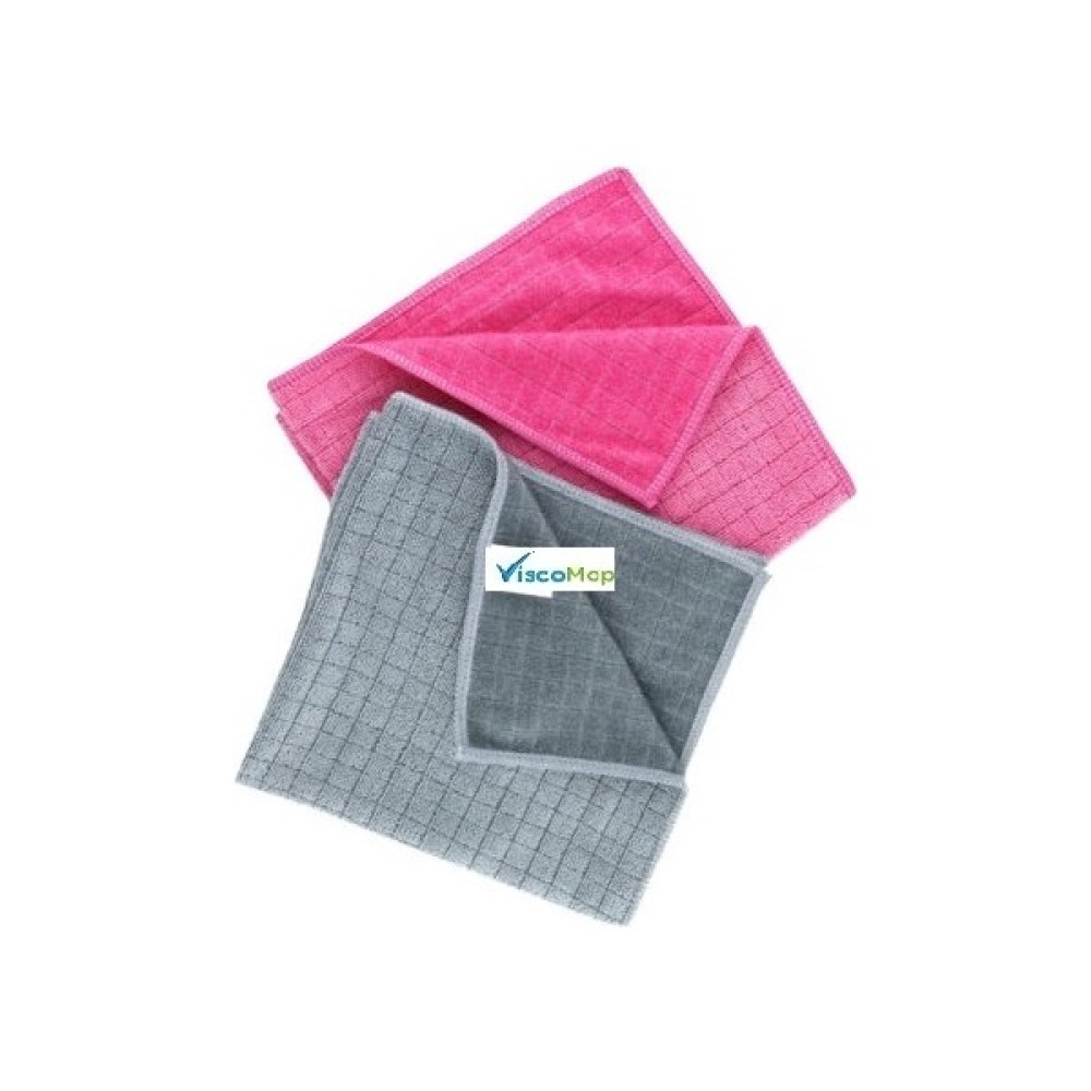 Viscomop V-Pro Mikrofiber Leke Çıkarıcı Bez 2'li Paket - Pembe - Gri - Standart Temizlik Malzemeleri Fiyatı