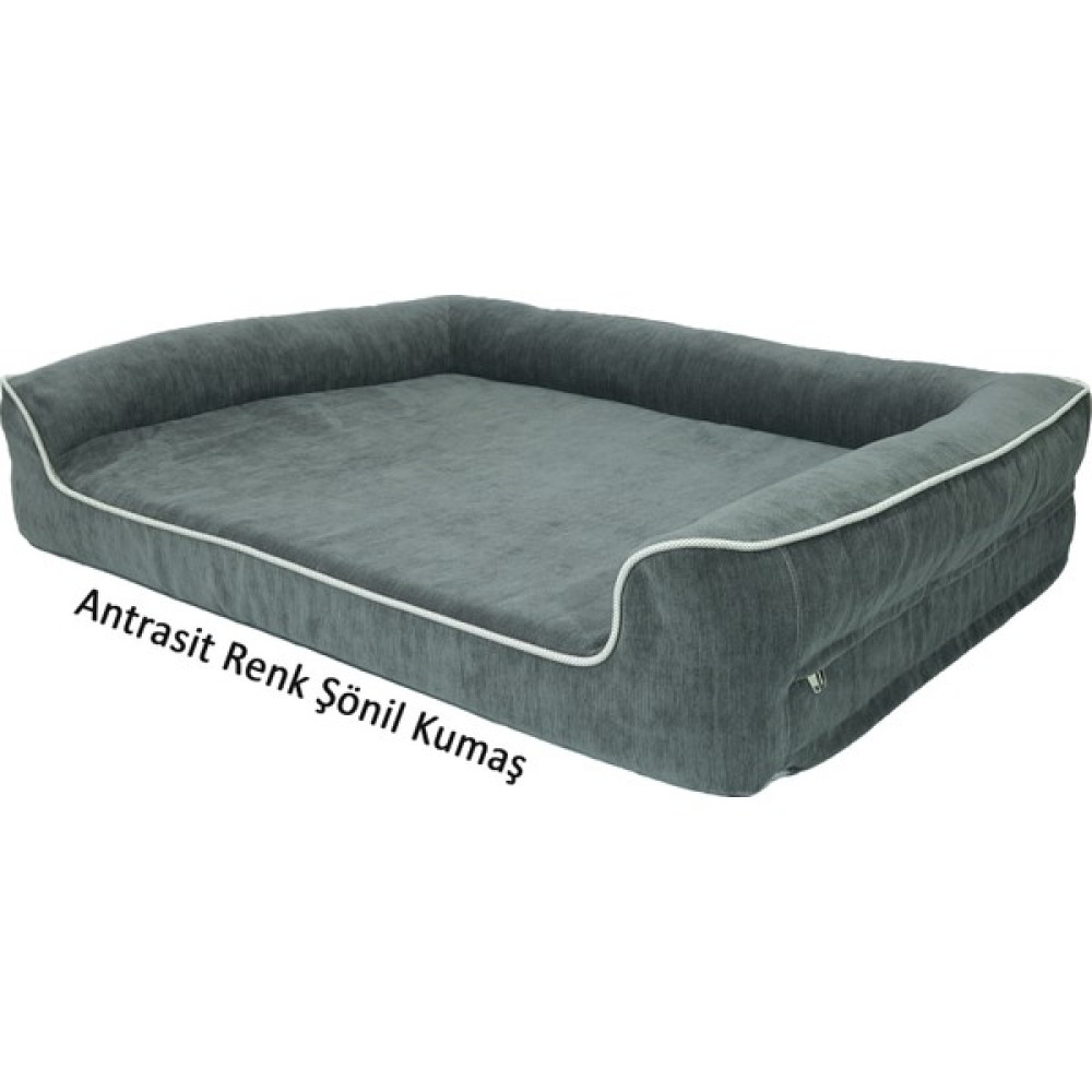 Viscopet Premium Sofa Blok Sungerli Alezli Fermuarlı Yıkanabilir Köpek Yatağı-S-Antrasit - Antrasit - Medium Evcil Hayvan Ürünleri Fiyatı