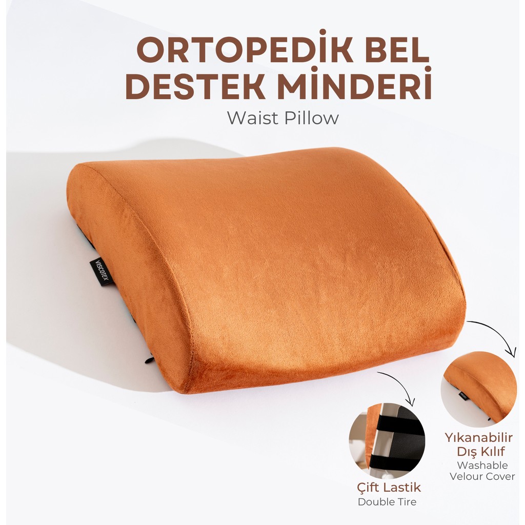 Viscotex Visco Ortopedik Bel Destek Yastığı, Ofis, Araba, Sandalye, Koltuk, Sırt Yastığı Minderi, 38X33X12 cm Koltuk Fiyatı