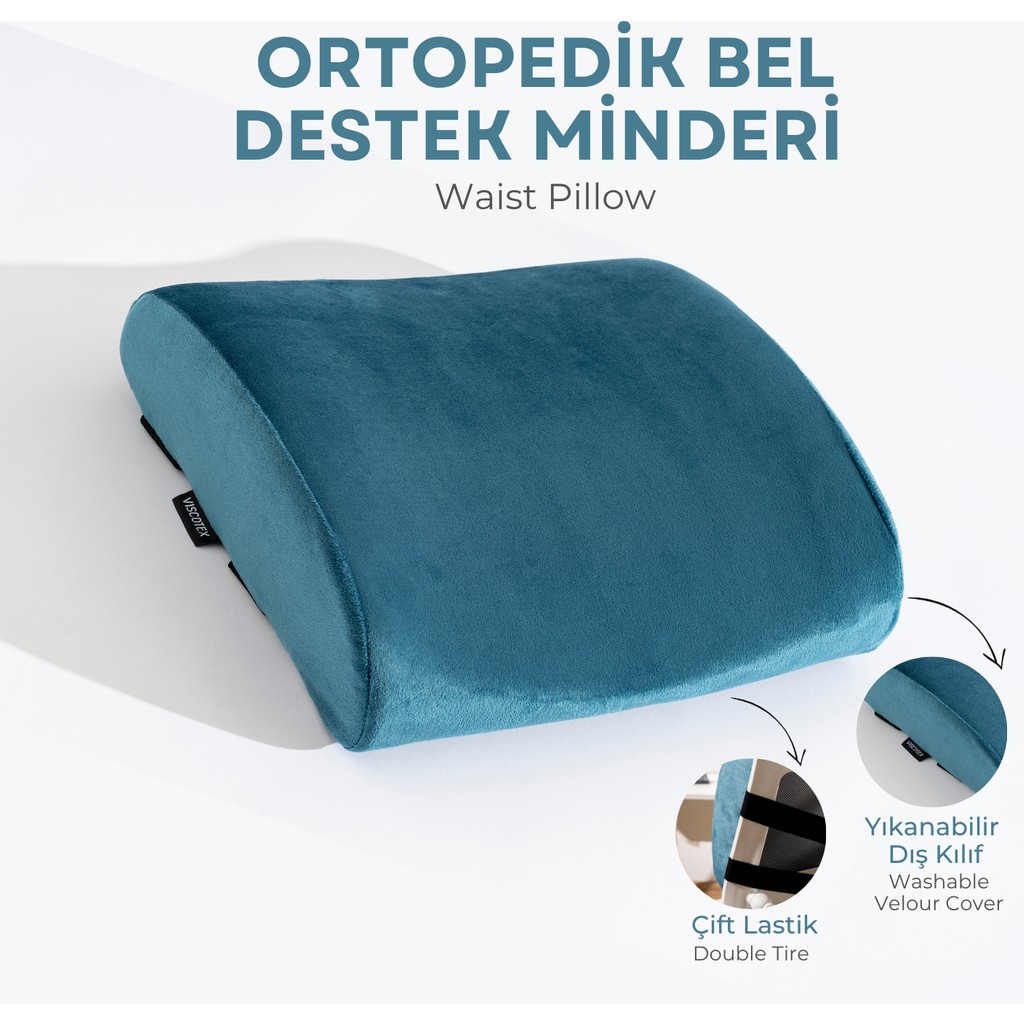 Viscotex Visco Ortopedik Bel Destek Yastığı, Ofis, Araba, Sandalye, Koltuk, Sırt Yastığı Minderi, 38X33X12 cm Koltuk Fiyatı