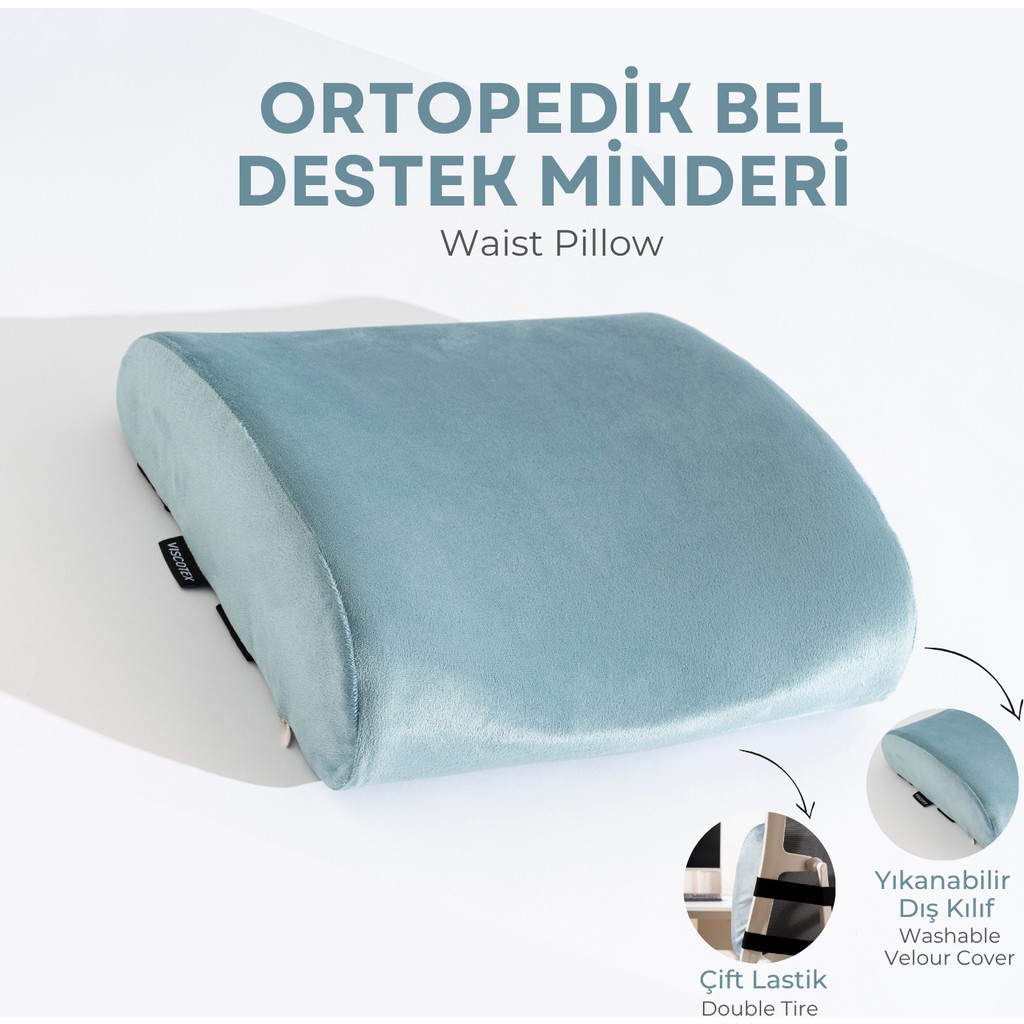 Viscotex Visco Ortopedik Bel Destek Yastığı, Ofis, Araba, Sandalye, Koltuk, Sırt Yastığı Minderi, 38X33X12 cm - Mint Koltuk Fiyatı
