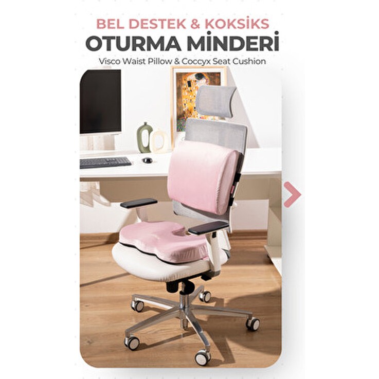 Viscotex Visco Ortopedik Oturma ve Bel Destek Minderi Seti Pembe 35 x 45 cm Çift Taraflı Viskon Yastık Fiyatı
