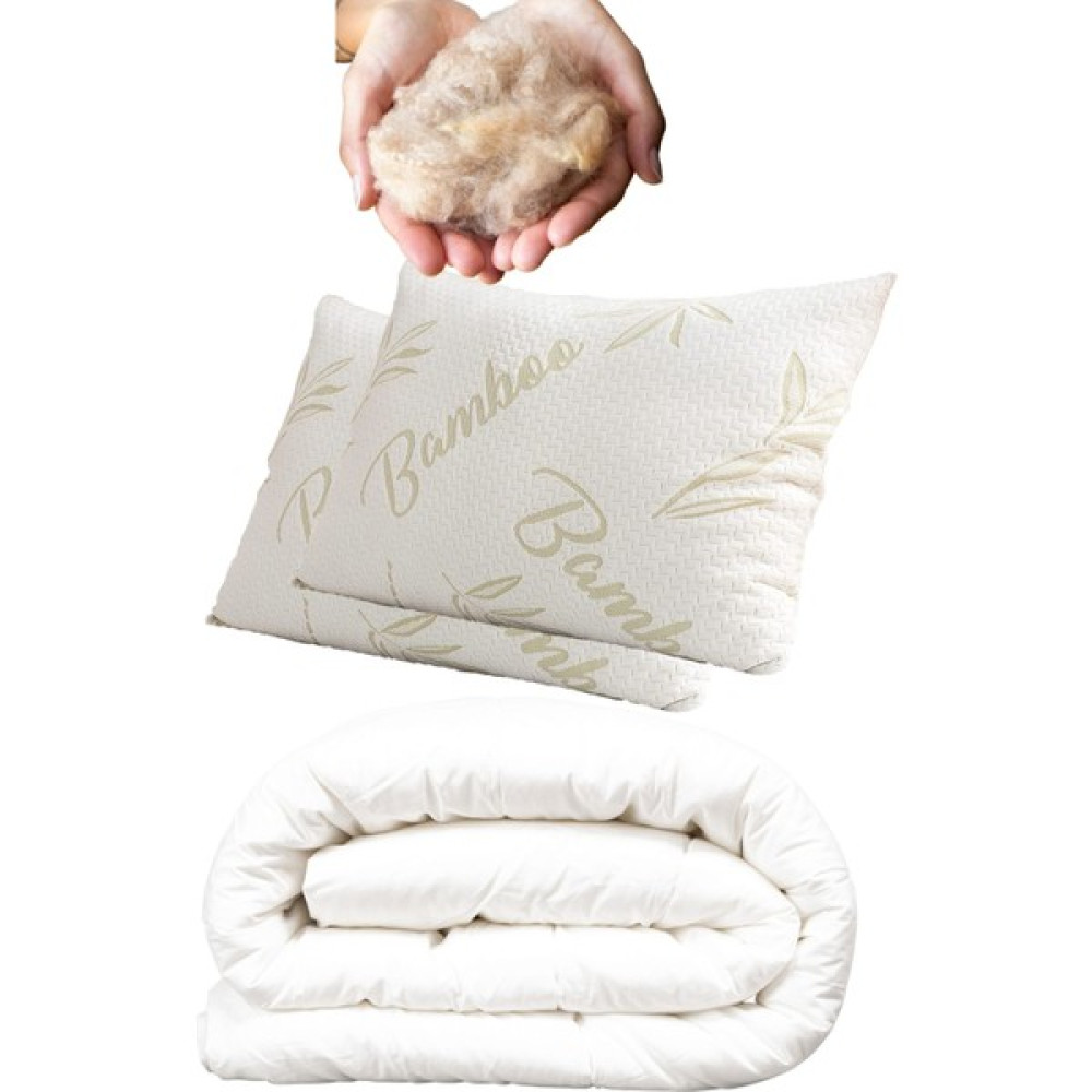 Viselia Çift Kişilik Yün Yorgan ve 2 Adet 1500 gr Yün Yastık Serin Tutucu Terletmeyen Uyku Seti Organik Yün - 195 x 215 cm - Beyaz Yorgan Fiyatı